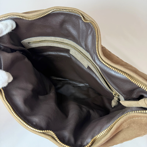 BOTTEGA VENETA Vintage Suede Intrecciato Beige Shoulder Bag Hobo