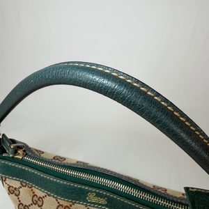 GUCCI  Abbey Top Handle Green GG Canvas Hand Bag