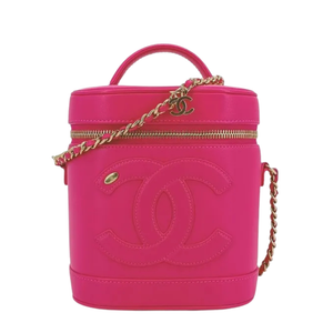 CHANEL Pink Lambskin Vanity Case Bag