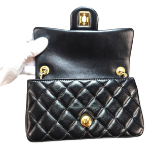 CHANEL Black Matelasse Coco Chain Lambskin Mini Flap