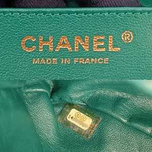 CHANEL Vintage Green Lambskin Crystal Embellished Flap Bag