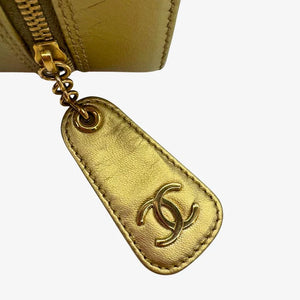 CHANEL Vintage Black/Gold Satin with Lambskin Camera Bag