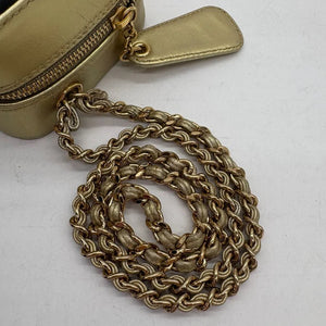 CHANEL Vintage Black/Gold Satin with Lambskin Camera Bag