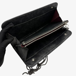 CHANEL Black Calfskin Quilted Chain CC Wristlet Clutch