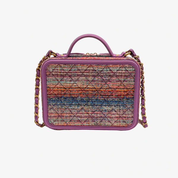 将图片加载到图库查看器，CHANEL Filigree Vanity Case Quilted Tweed Medium
