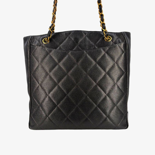 将图片加载到图库查看器，CHANEL Vintage Black Caviar Leather Big CC Turnlock Tote Bag
