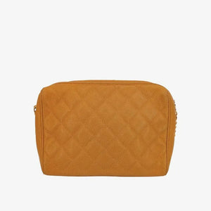 CHANEL Vintage Beige Caviar Leather Quilted Camera Bag