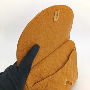 CHANEL Vintage Beige Caviar Leather Quilted Camera Bag