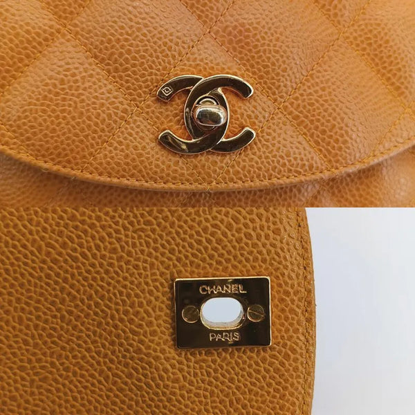 将图片加载到图库查看器，CHANEL Vintage Beige Caviar Leather Quilted Camera Bag

