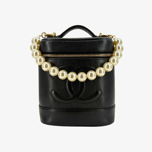 将图片加载到图库查看器，CHANEL Vintage Black Vanity Case Bag
