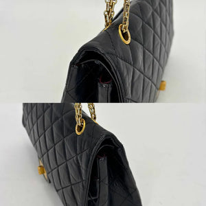 CHANEL Black Calfskin 2.55 Jumbo Flap Bag