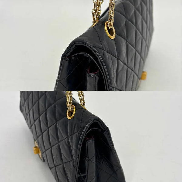 将图片加载到图库查看器，CHANEL Black Calfskin 2.55 Jumbo Flap Bag
