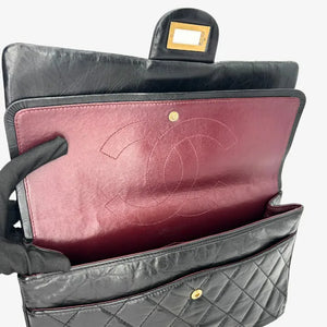 CHANEL Black Calfskin 2.55 Jumbo Flap Bag