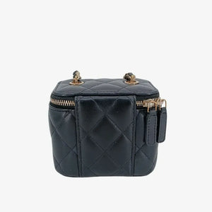 CHANEL Black Lambskin Mini Vanity Case Bag