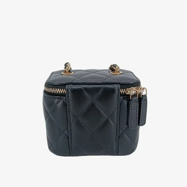 将图片加载到图库查看器，CHANEL Black Lambskin Mini Vanity Case Bag
