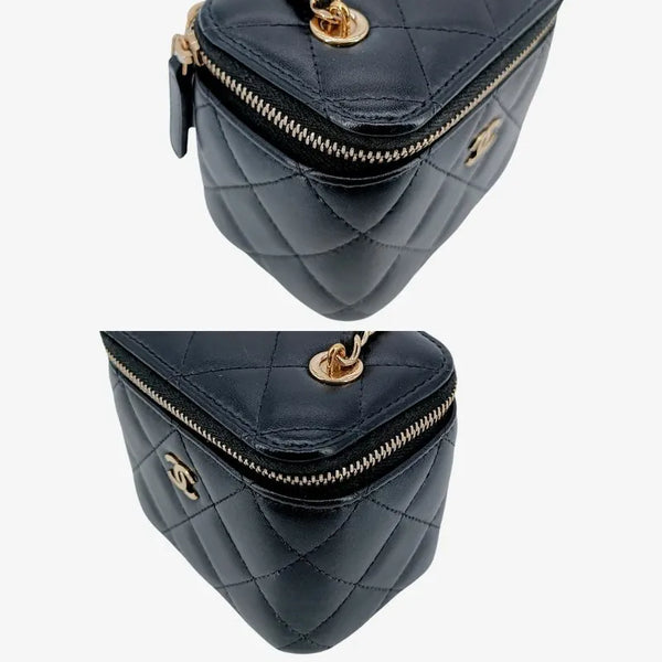 将图片加载到图库查看器，CHANEL Black Lambskin Mini Vanity Case Bag
