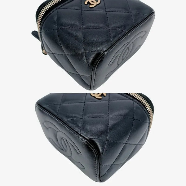 将图片加载到图库查看器，CHANEL Black Lambskin Mini Vanity Case Bag

