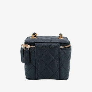 CHANEL Black Caviar Leather Mini Vanity Case Bag