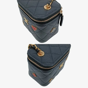 CHANEL Black Caviar Leather Mini Vanity Case Bag