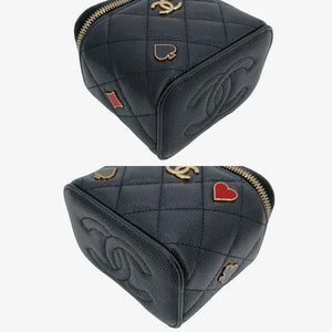 CHANEL Black Caviar Leather Mini Vanity Case Bag