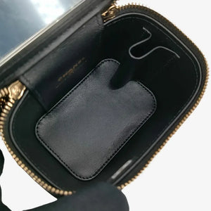 CHANEL Black Caviar Leather Mini Vanity Case Bag