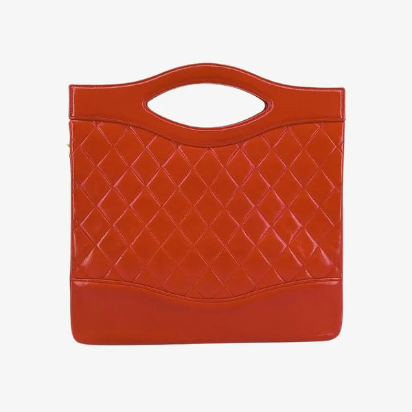 将图片加载到图库查看器，CHANEL Vintage Red Lambskin Quilted 31 Tote Bag

