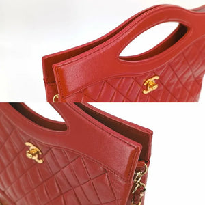 CHANEL Vintage Red Lambskin Quilted 31 Tote Bag