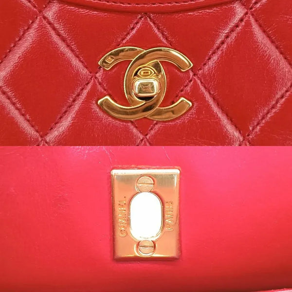将图片加载到图库查看器，CHANEL Vintage Red Lambskin Quilted 31 Tote Bag
