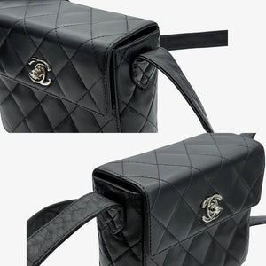 CHANEL Vintage Black Lambskin Small Box Shoulder Bag
