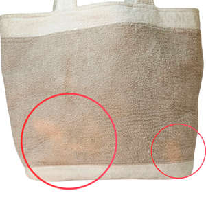 CHANEL Cotton CC Beach Tote Towel Bag Beige White