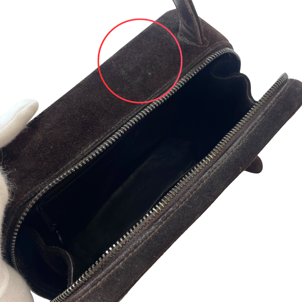 Load image into Gallery viewer, CHANEL Vintage 90s CC Logo Brown Suede Leather Timeless Vanity Bag
